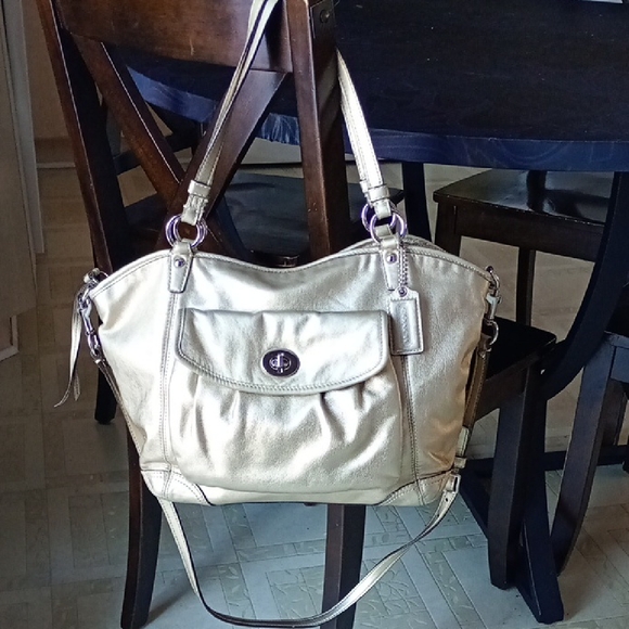 Coach Handbags - Coach Gold Leather Crossbody Bag